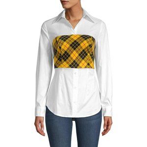 Petersyn Monroe Tartan Plaid Overlay TieBack Shirt